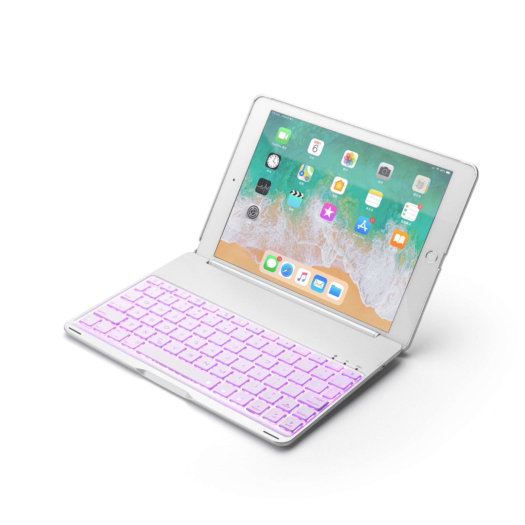 Drahtlose Bluetooth Tastatur Abdeckung für ipad Air1 ipad 9. 7 neue ipad 9,7 Aluminium licht-emittierende 9.7 &#39;bluetooth tastatur: Silver