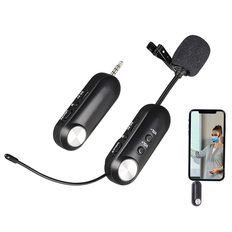Wireless Microphone Clip-on Collar Tie Microphone Mobile Cell Phone Microphone Mic for Camera Recording
