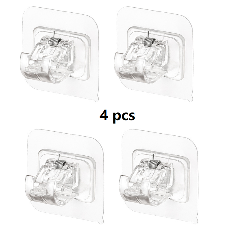 Soportes para barras de cortina, ganchos autoadhesivos para barras de cortina, sin clavos, ajustables, colgadores de cortinas, 2/4 Uds.: Rojo