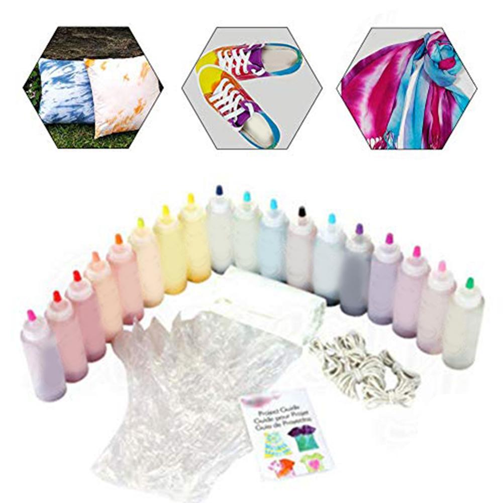 18 flasker tulipan one step tie dye kit stof tekstil permanent maling gør det selv tøj farver graffiti til solo projekter farvestoffer maling: Default Title