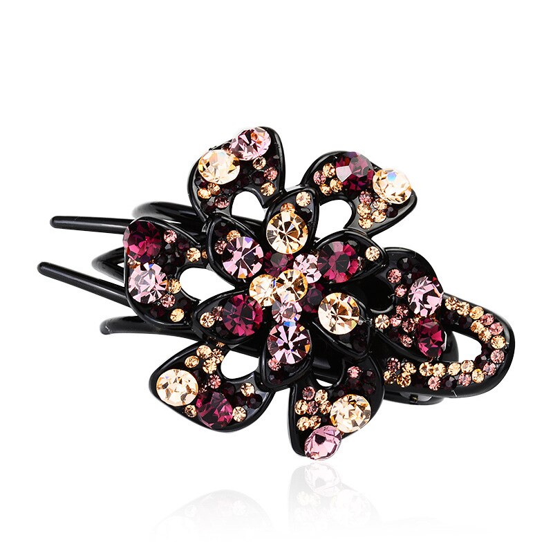11 Kleuren Hollow Bloemen Haar Clip Barrette Bloem Strass Haarspeld Mode Haaraccessoires Vrouwen Sieraden Haar Klauw Hoofddeksels: 9