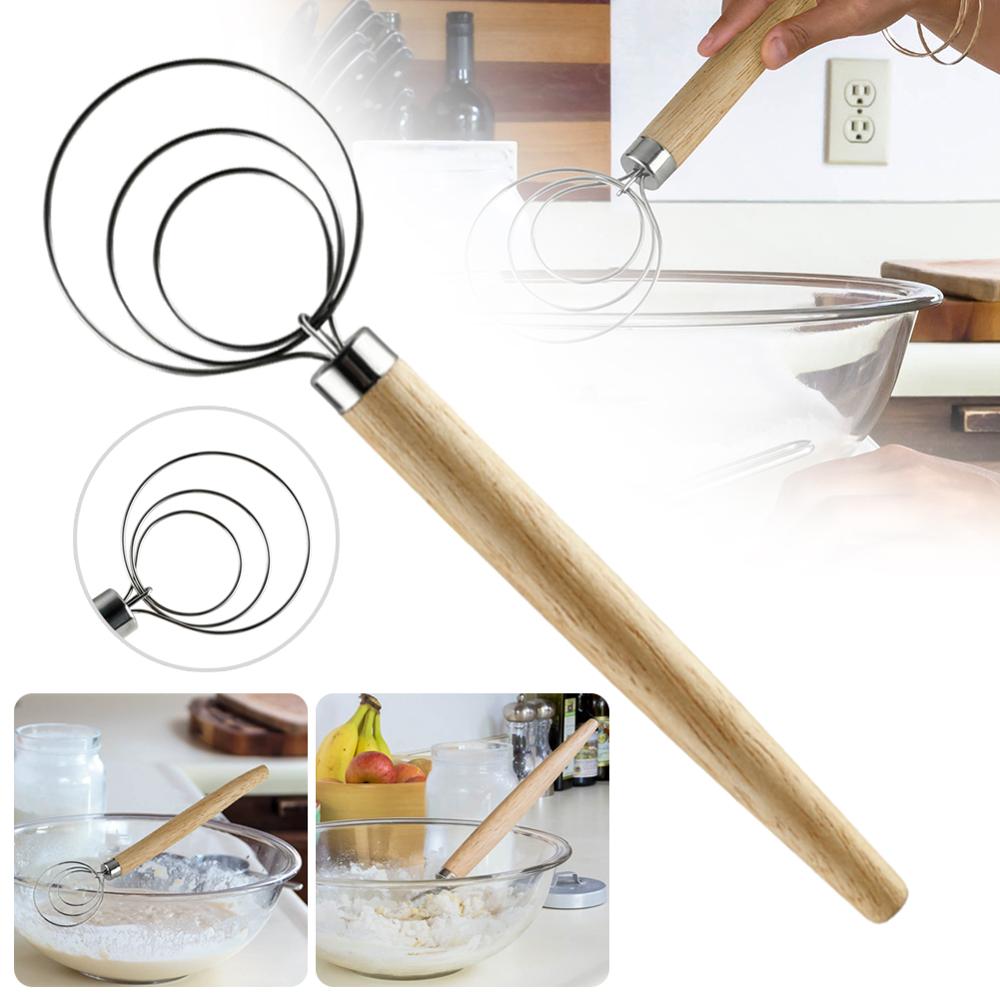 Danish Dough Whisk 9" Stainless Steel Dutch Style bread dough whisk for pastry pizza mixer hook, kitchen accessories