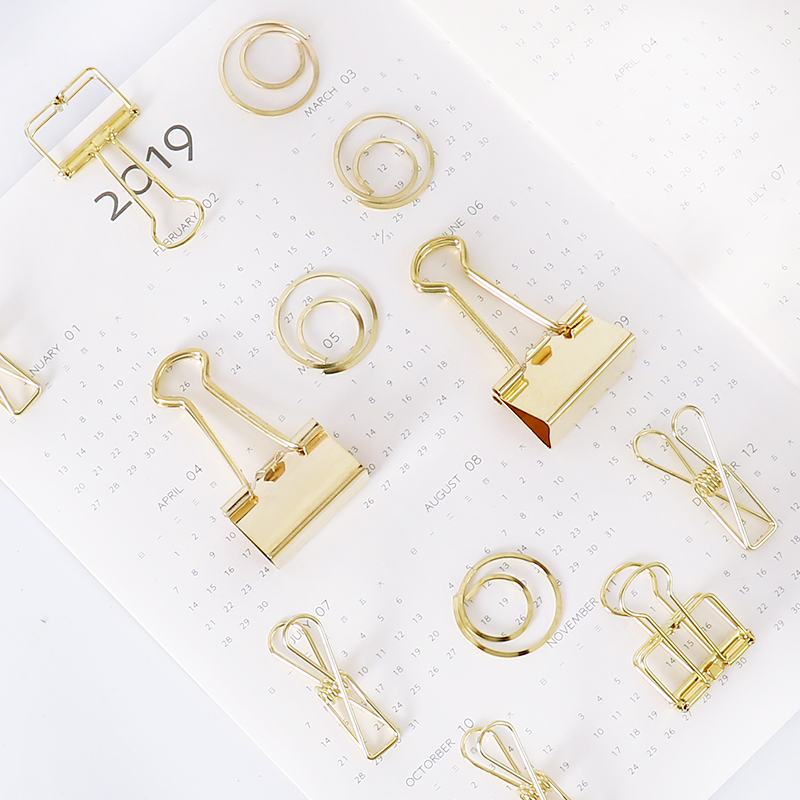 Clip de Metal dorado tutú de cabeza grande para oficina, conjunto de combinación de suministros de encuadernación, papelería delicada, H0472