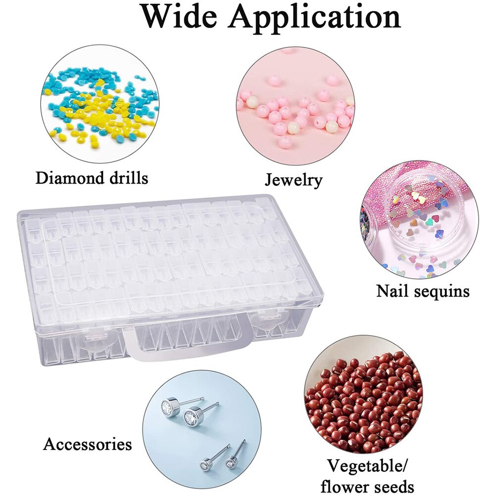 64 Grid Diamond Painting Accessories Tool Beads Box Full DIY Accessories Plastic Storage Container Jewelry Drill Storage Box