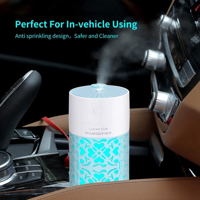 USB Spray Water Humidifier LED Lamp USB Air Humidifier Bedroom Home Office Car,Blue