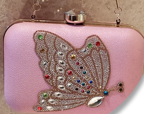 Butterfly diamonds lady cute clutches party wristlets handbags