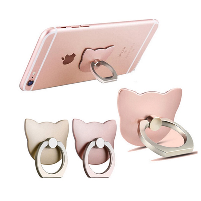 Supporto per anello per dito gatto Mini supporto per telefono in plastica carino per iphone Sumsung 360 supporto per anello di rotazione