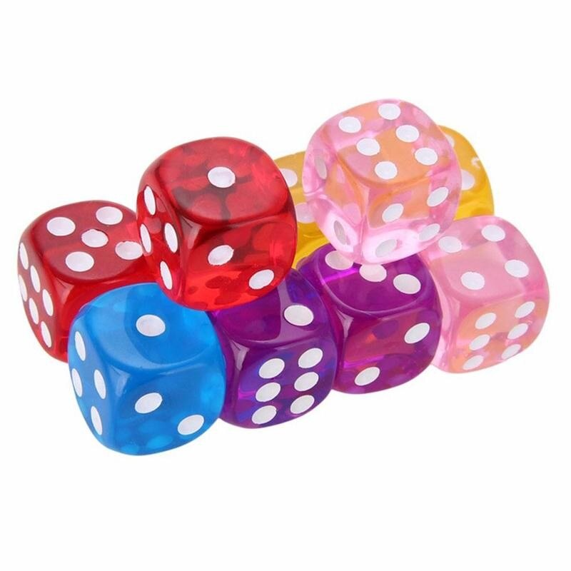 14Mm Kleur Transparant Crystal Dice Familie Bordspel Speelgoed Interactie Game Accessoires E2J4