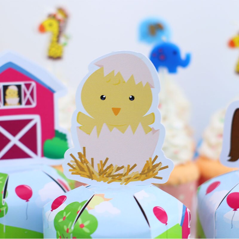 Farm Animal Gunst Doos Snoep Box Geschenkdoos Cupcake Doos Jongen Kids Verjaardagsfeestje Supplies Decoratie Event Feestartikelen