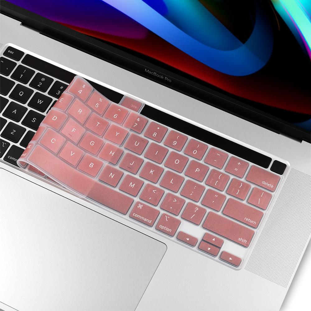 Keyboard Cover for Macbook Pro 16 Model A2141 US Enter English Alphabet Silicone Keyboard Protector Skin: Rose Gold