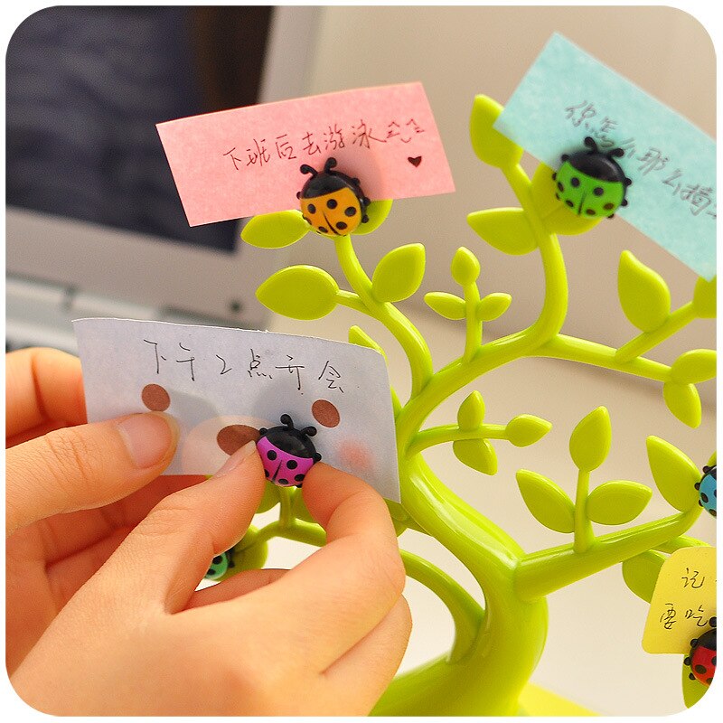 Carpeta de notas de árbol de mariquita creativa, lechón magnético notable, decoración de escritorio, carpeta de fotos para enviar un a un amigo