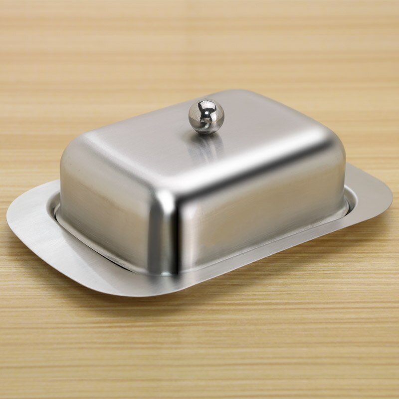 Stainless Steel Butter Dish Box Container Cheese Server Storage Keeper Tray with Gold Lid Fruit Salad Cheese Dish Box Case