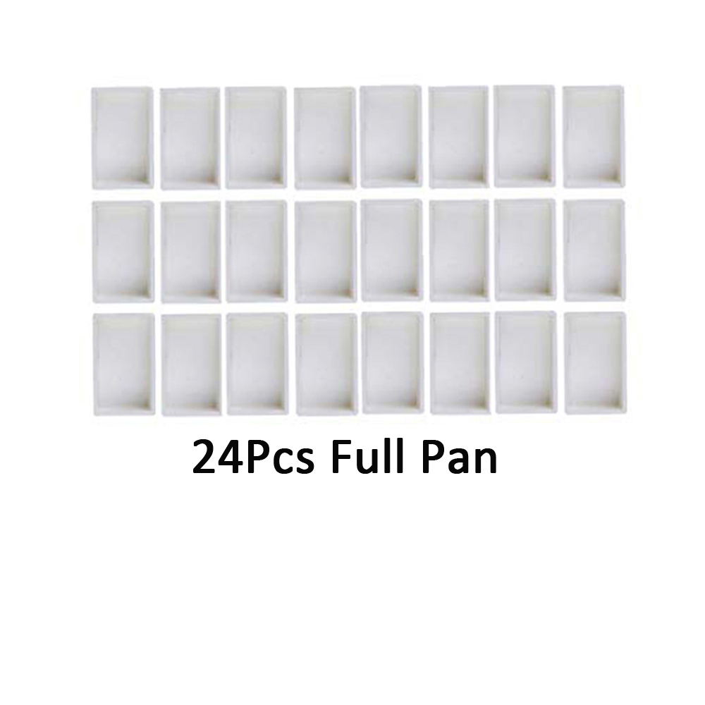 Empty Full/Half Pan White Plastic Paint Watercolor Grid Half Pans Artists Palette Paints Box Art Supplies: Full Pan 3.2ml 24pcs