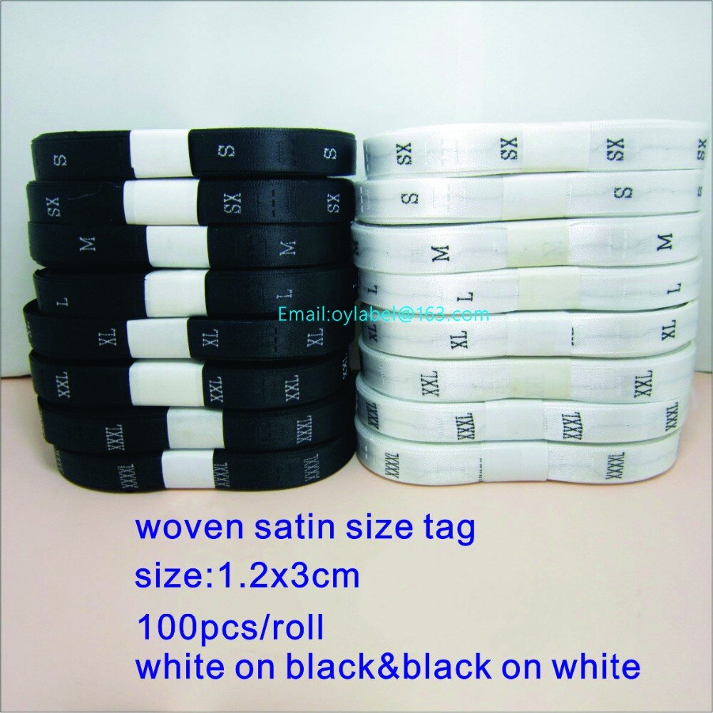 Etiquettes de taille noir blanc et col | Étiquettes de taille pour vêtement,
