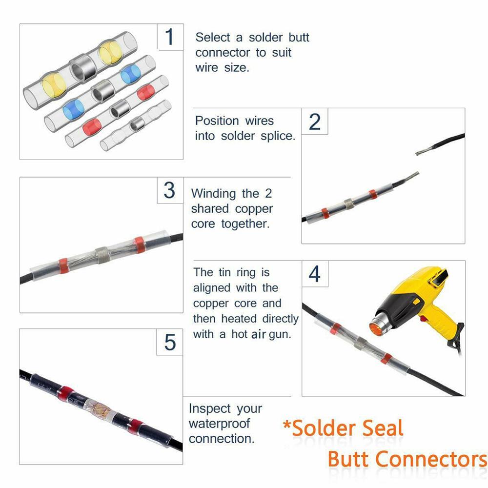 320Pcs Solder Seal Wire Connectors Kit, Heat Shrink Butt Connectors Waterproof and Insulated Electrical Wire Terminals