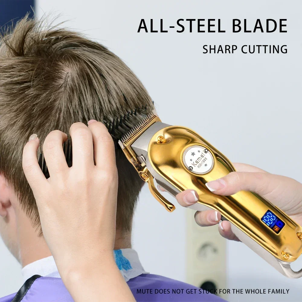 Kemei Hair Clipper KM-1986 Trimmer 9000 RPM Barber Hair Cutting Machine Digital Display Haircut Clipper for Men