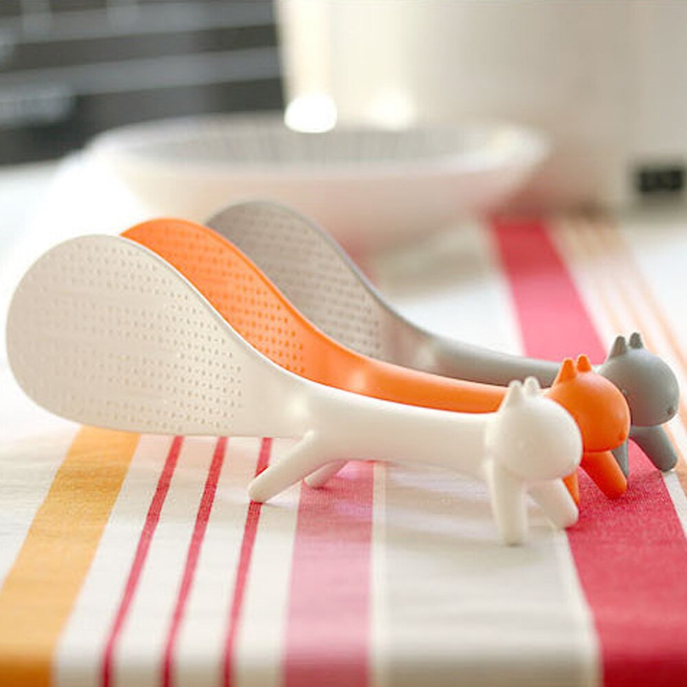 Portable debout écureuil cuillère tour tableaux collants nourriture cuillère riz Scoop vaisselle fête fournitures accessoires de cuisine