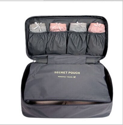 Cosmetische Ondergoed Organizer Lingerie Bh Reistas Multifunctionele Pouch Zip Gevallen Kleding Beha Doek Art Pouch Koffer: Grijs
