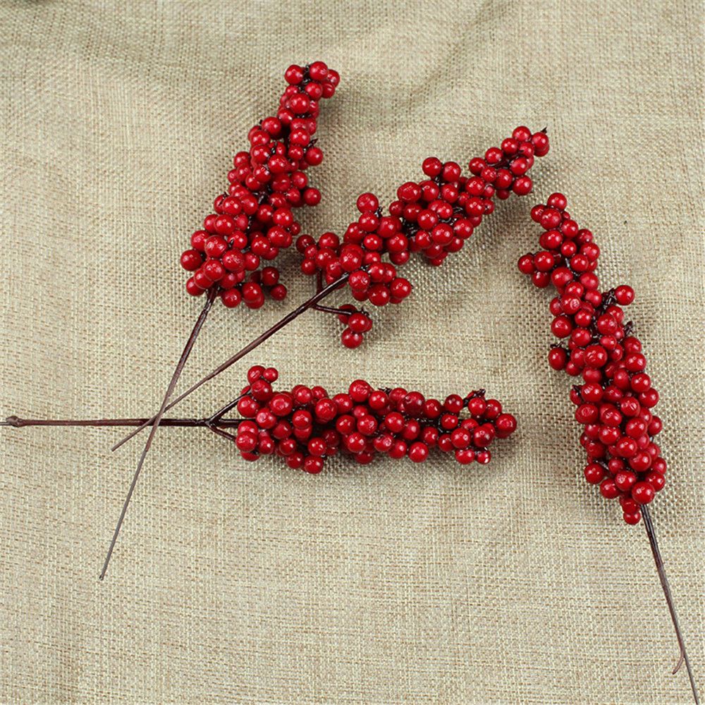 20-26cm rot Beere Strauß Künstliche Kiefer Kegel Blume Zweig Weihnachten Baum Dekoration Hochzeit Party Dekor Festliche Lieferungen