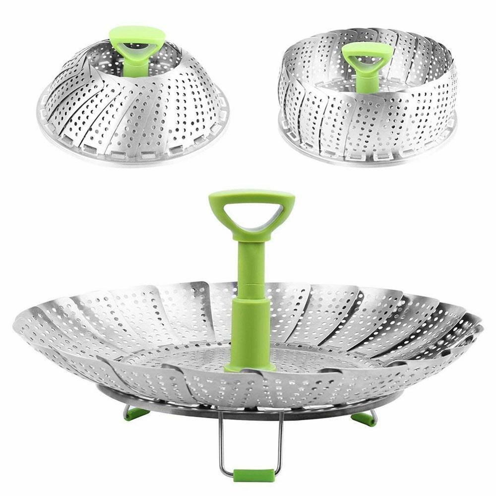 Stainless Steel Folding Steamer Basket Stainless Steel Fish Steamed Vegetable Steamer Telescopic Steamer L0V5