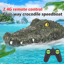 RC Boat Simulation Crocodile Head 2.4G Remote Control Joke Alligator Decoy Electric Toys Summer Water Spoof Toys for Boys