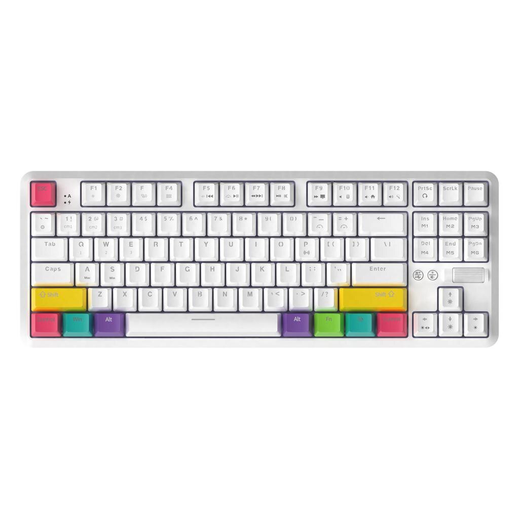 Ajazz K870T Mechanische Toetsenbord Met Rgb Backlit Draadloze Bluetooth Gaming Toetsenbord Pbt Keycaps 87 Toetsen: Ajazz K870T White / bruin schakelaar