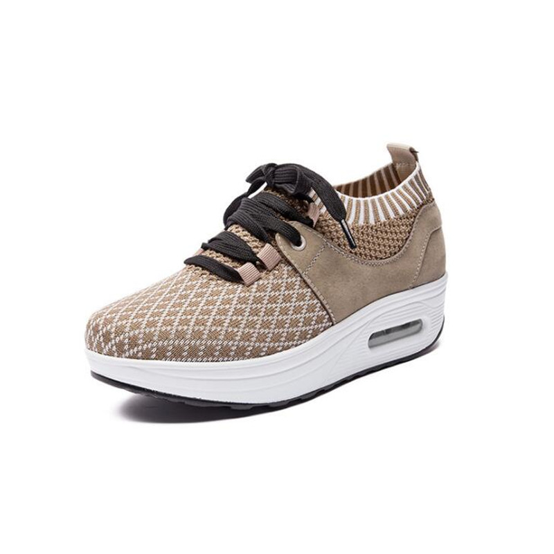 Air Cushion-Zapatillas deportivas para mujer, zapatos transpirables para exteriores, para caminar, Fitness, con cuña plana, moldeador de cuerpo