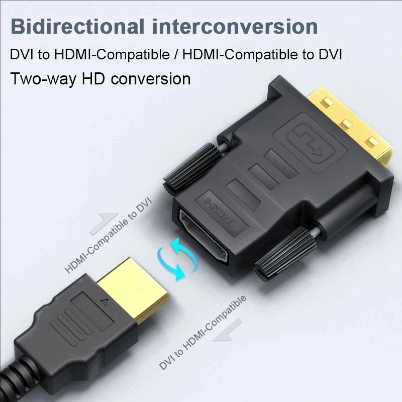 DVI to HDMI Bi-directional Adapter DVI D 24+1 Male to HDMI Female Cable Connector Converter for HDMI Projector to DVI