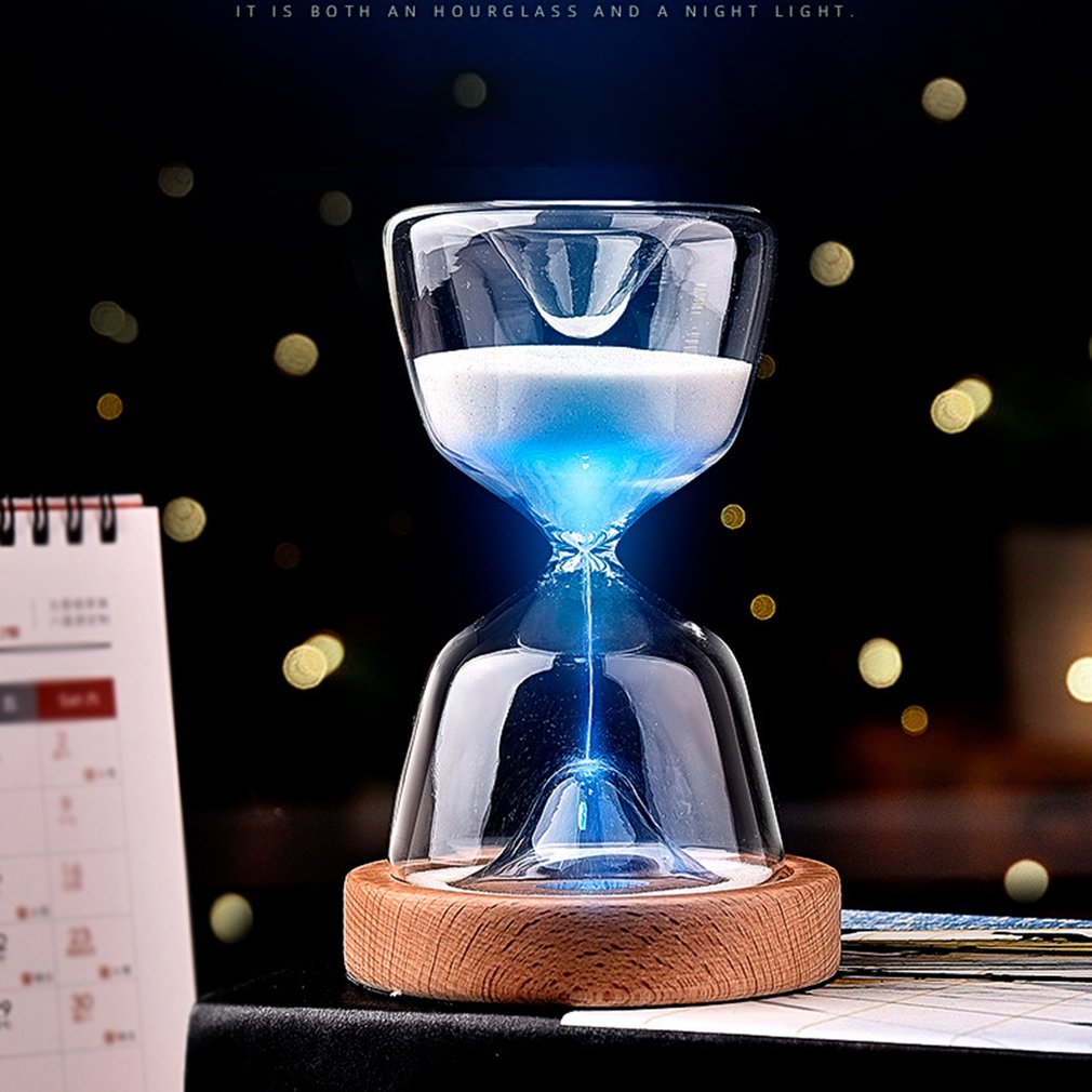 Sablier en verre 15 Minutes avec télécommande réglable, lumière 12 couleurs, minuterie créative, ornements, , jouet de décompression