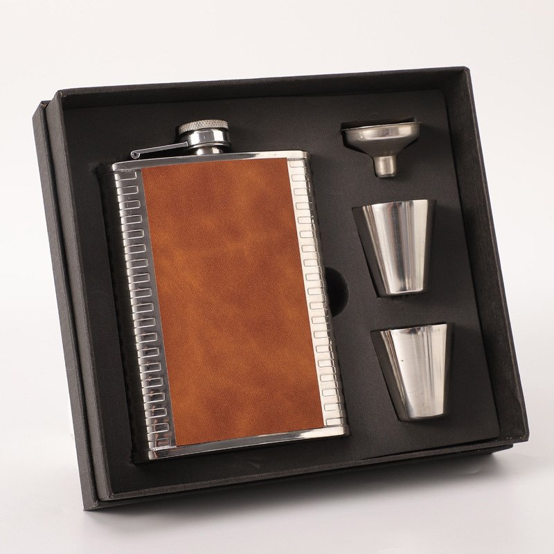 1 Set 8oz Hip Flask Stainless Steel Flask Wine Whiskey Alcohol Flasks with Funnel Cups Groomsman: H