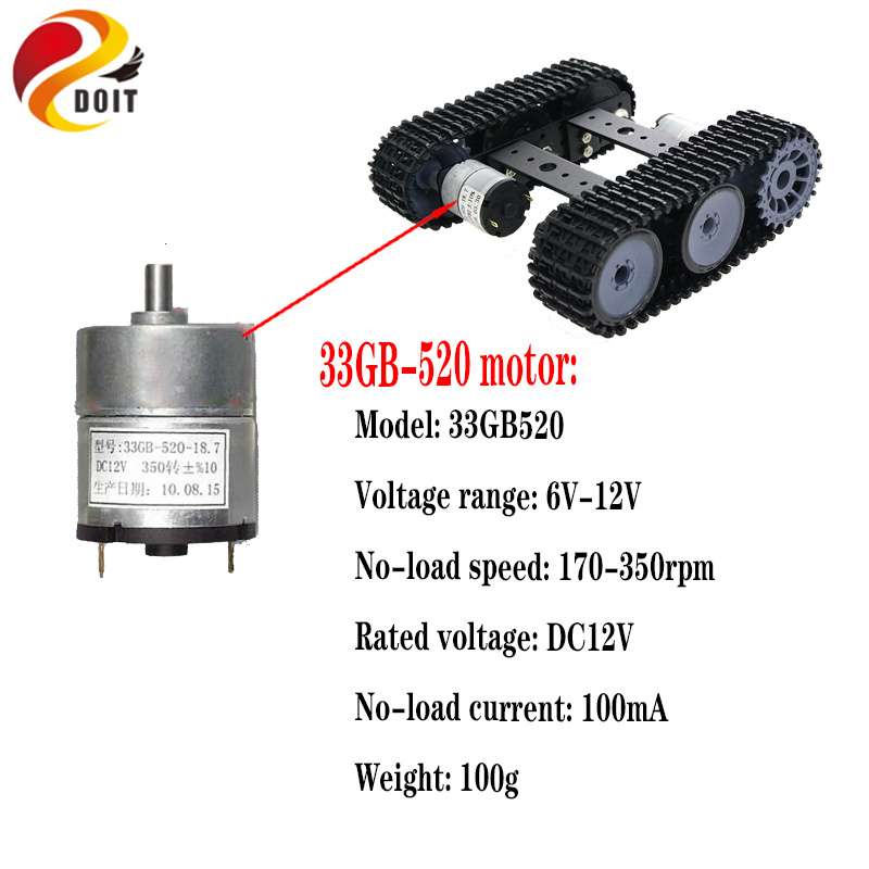 Unassembled Smart Crawler Robot Education Mini TP100 Metal RC Tank Chassis Kit High Torque 33GB-520 DC Motor DIY For Arduino