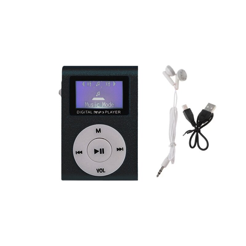 Reproductor de MP3 deportivo con pantalla LCD, Mini Clip de Metal, reproductor de música MP3 portátil Multicolor, compatible con tarjeta Micro TF/SD de 32GB: Black