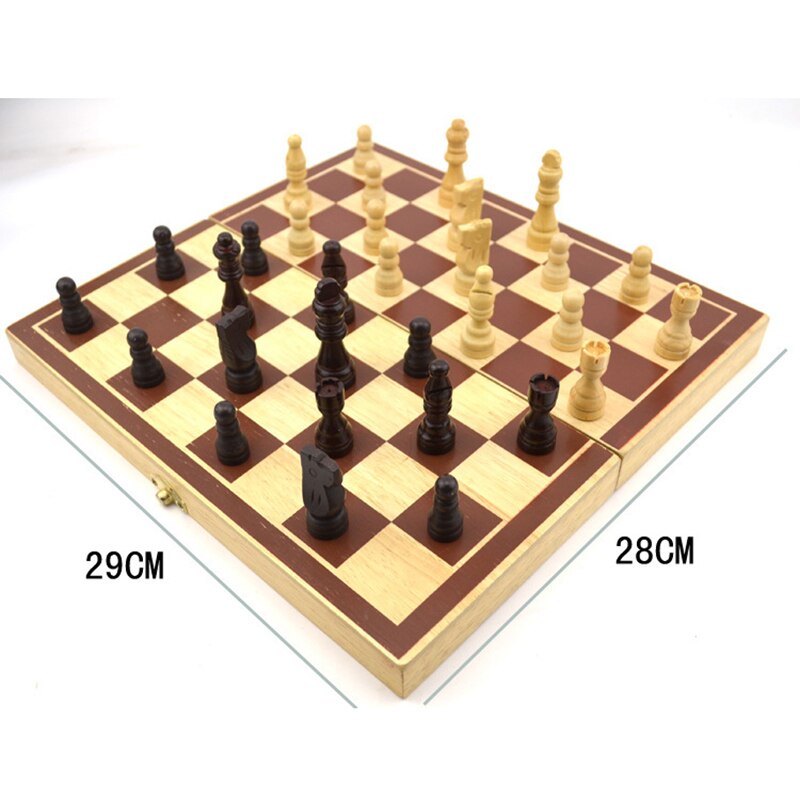 Foldable Wooden Chess Backgammon Checkers Casual Desk Strategy Games Set Board Draughts Entertainment Toys Christmas