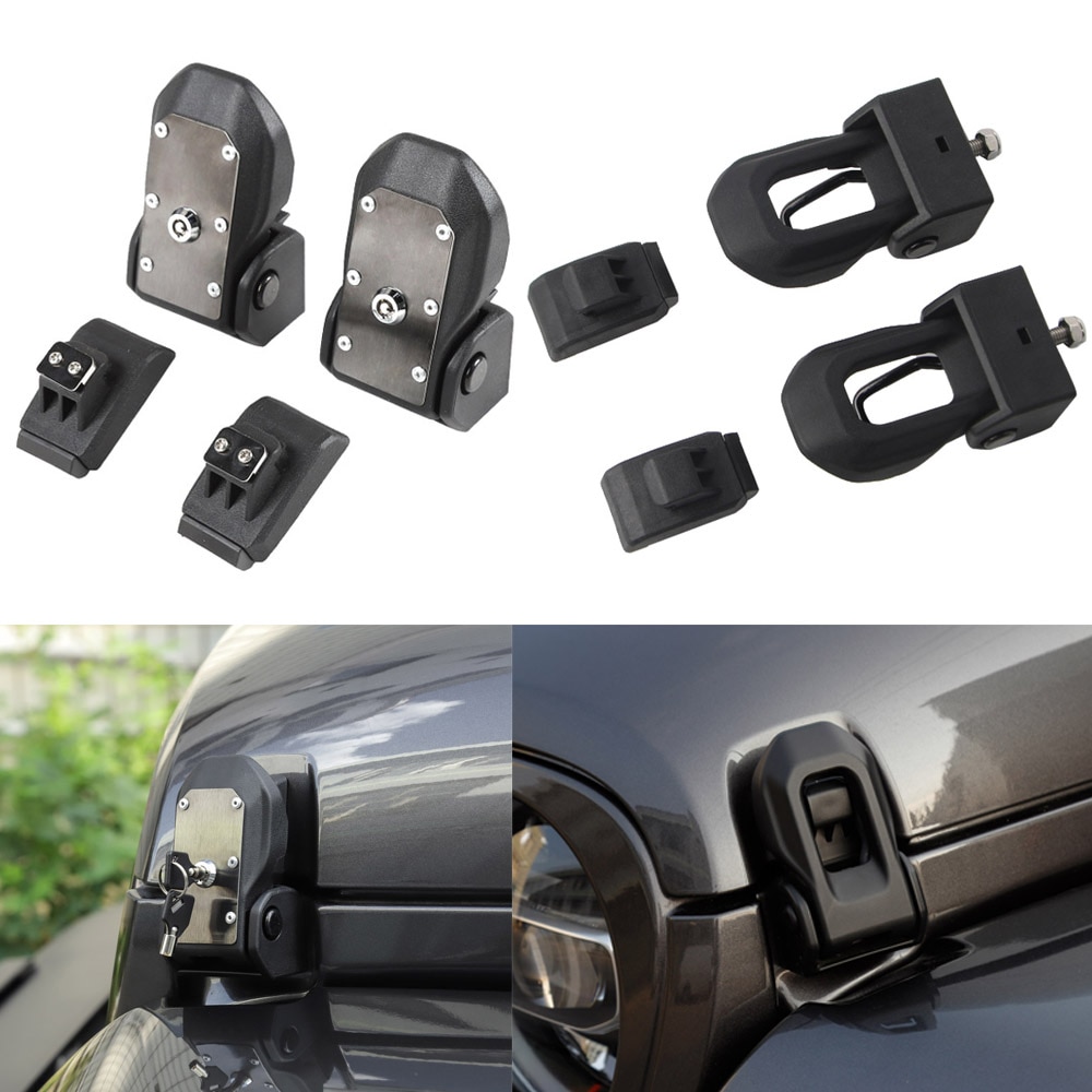 Para Jeep Wrangler JL 2018 2019 2020 Black Chrome Motor Capô Bloqueio Trava Catch Tampa Exterior ABS Carro de Segunda Geração styling