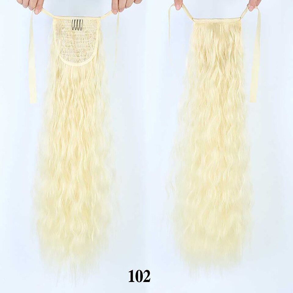 Talang lang corn culry sort hestehale til kvinder varmebestandig syntetisk snøre lang hestehale klips i hair extensions: 102 / 22 inches