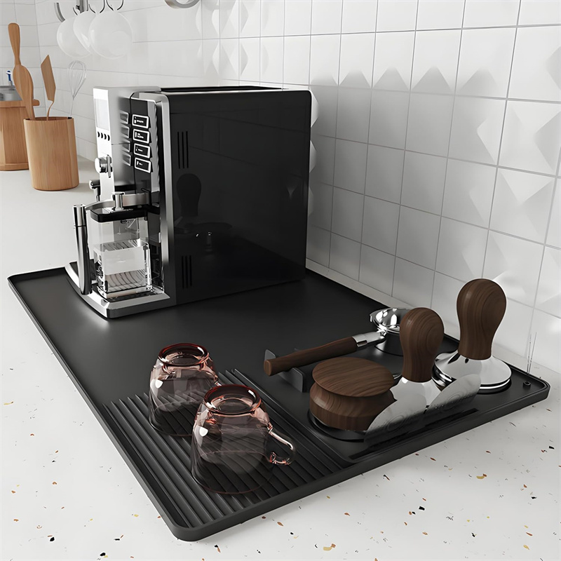 3 in 1 Silicone Coffee Mat with Tamper Pad Durable Non-Slip Coffee Espresso Machine Mat Durable Coffee Bar Mat Pad JAF273