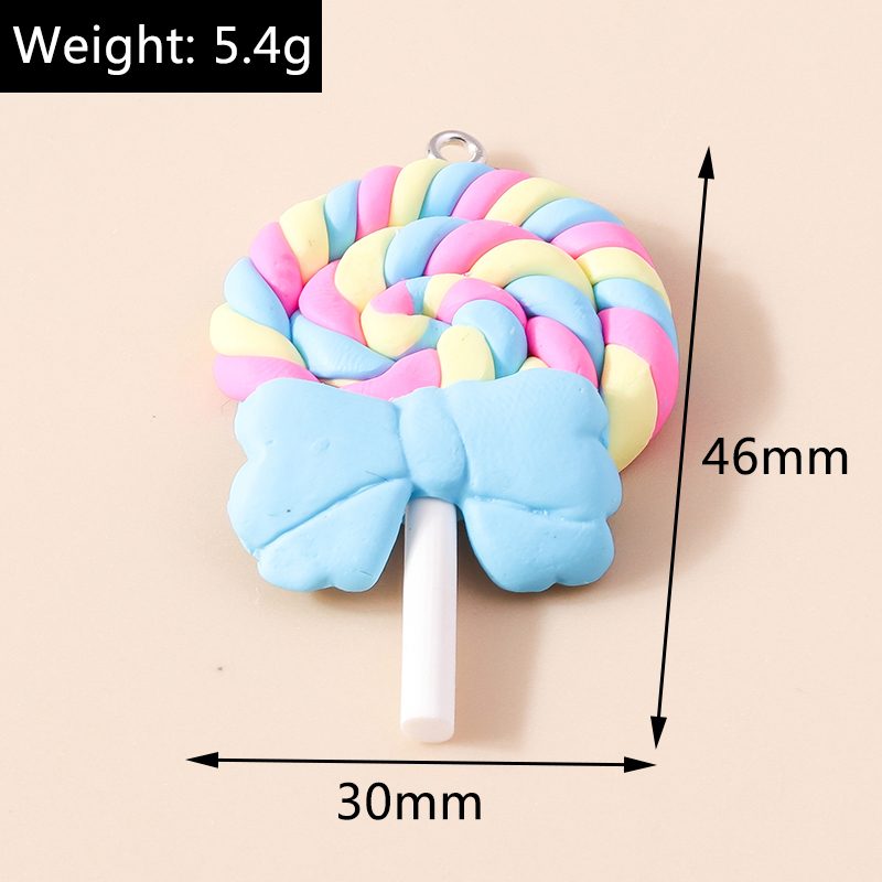 10 Uds. De colgantes de resina de dibujos animados Kawaii para niñas, colgantes de piruleta de Color caramelo para pendientes, pulsera, suministro de joyería DIY