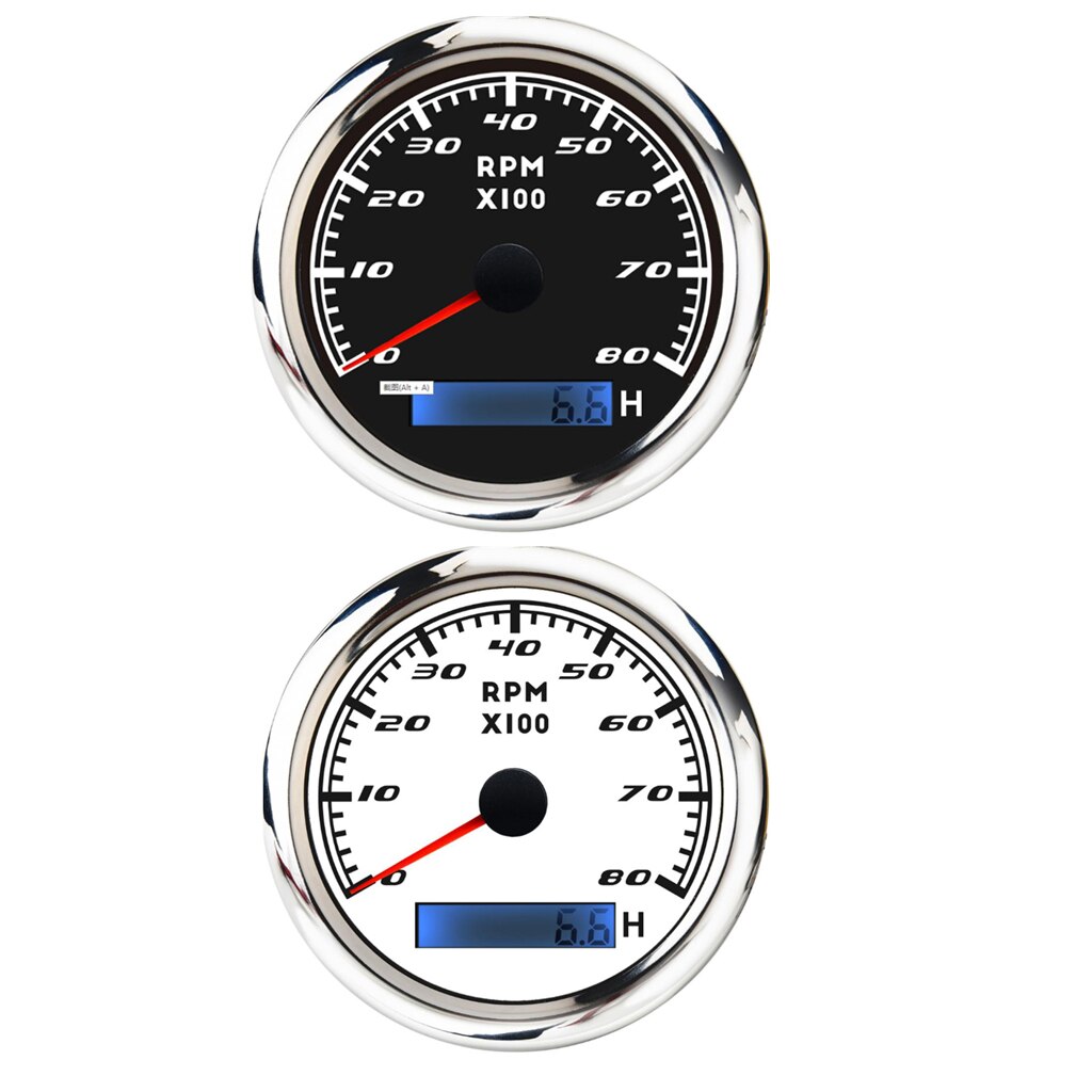 Veneen kierroslukumittari meren kierroslukumittari mittari lcd -tuntimittari 8 - 32v 8000 rpm 85mm