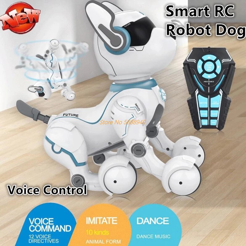 Intelligent Voice Control Dog Talking Speak Smart RC Robot Dog Imitating Various Animal Sounds LED Lights Music Walking Pets