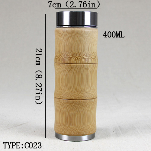 500ml kaffekrus rustfrit stål tørretumbler termokop drikker te mælk termokande bambusisolering vandflaske rejsekrus: C023