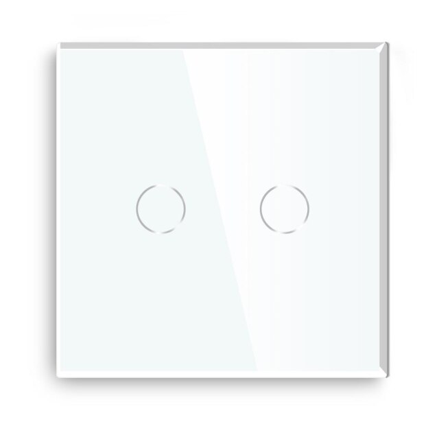 Bseed Touch Switch 2Gang 1Way 2Way Wall Switch EU Standard Luxury Glass Panel Touch Light Switch Black White Golden Switches: White 2 way