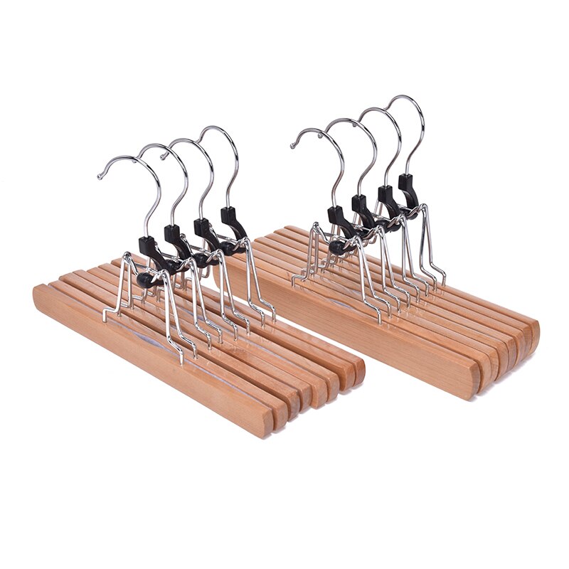 Multifunction Wooden Pants Hanger Rack Organizer Non-Slip Trouser Hangers for Skirt Wardrobes Perchas Para Pantalones Hair Clamp