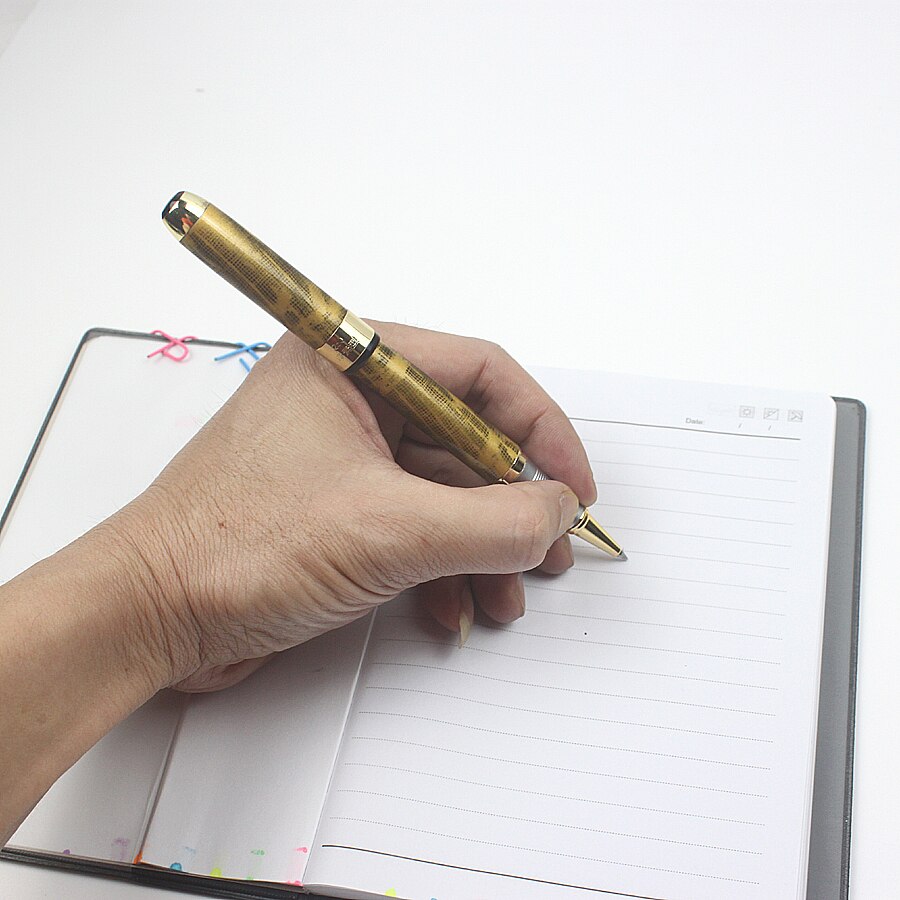 Jinhao250 Luxus Metall Brunnen Stifte Metall Kasten Blau & Schwarz tinte Für Büro Geschäft Rolle Ball Kuli