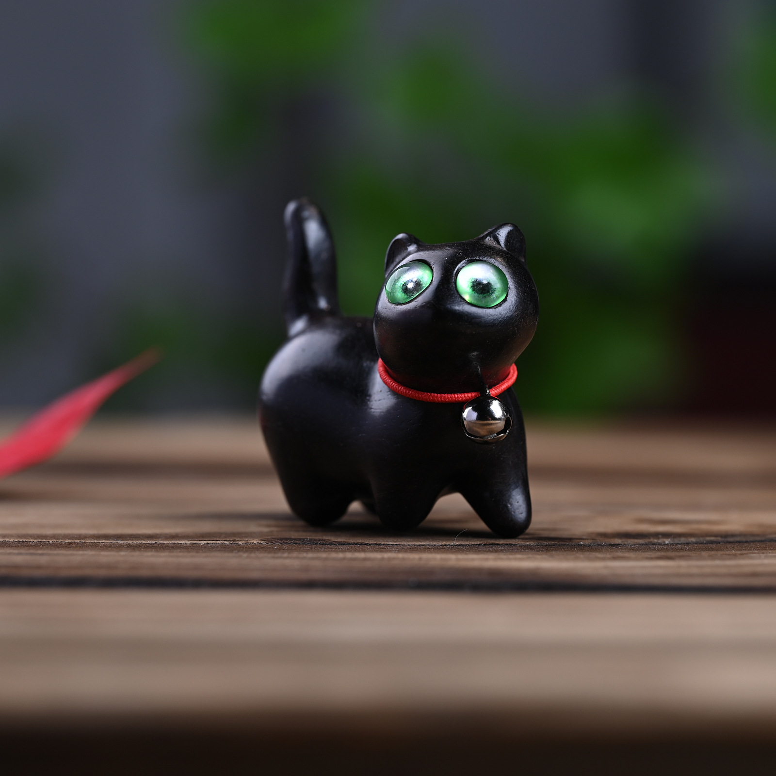 Adornos de madera de colores para gatos, accesorios de escritorio para oficina, esculturas de madera de arcoíris, esculturas de gatos, decoración del hogar, , recuerdos: Caqui oscuro