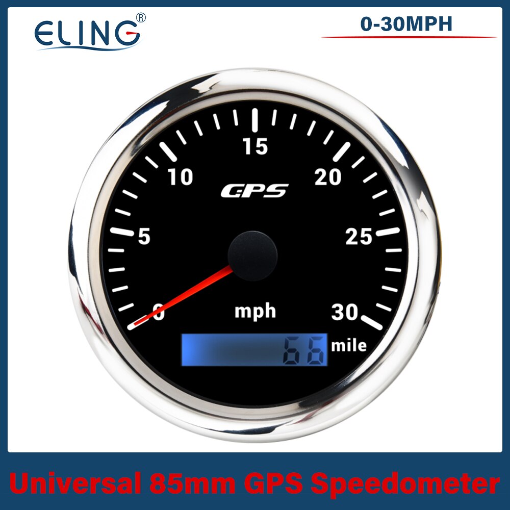 Velocímetro universal 30/60/120/200 km/h 30/60/80/120/160/200mph de eling de 85mm gps com luz de fundo de 7 cores da antena de gps para o carro do barco: 30MBS