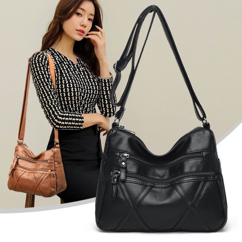 Nova bolsa casual feminina de ombro para costura, bolsas e bolsas de mão pequenas de couro pu, bolsa crossbody para mulheres, 2021