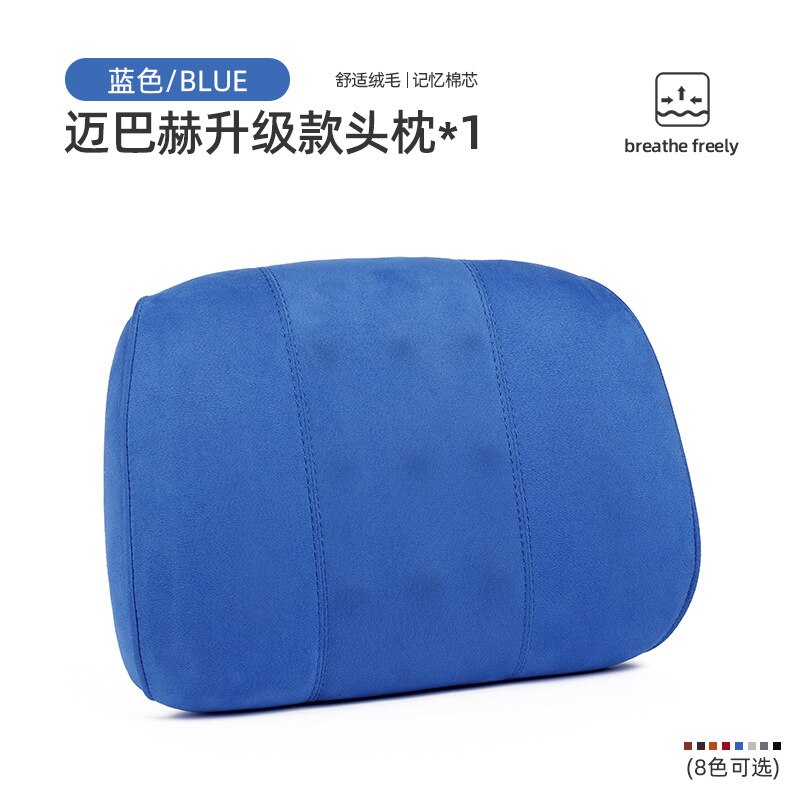 Zagłówek samochodowy poduszka strąk kark akcesoria robić poduszka robić auta z pianki pamięć wewnętrzny rdzeń zamszowy samochód szyi poduszka siedziskowa akcesoria wewnętrzne: Niebieski