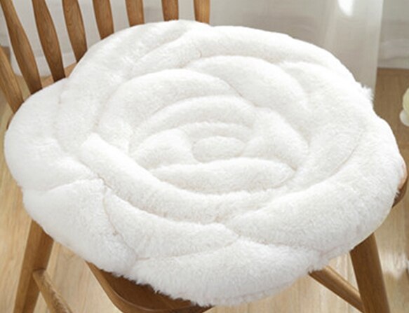 Komfortabel pute rose pute kontorstol pute høst og vinter tatami varm plysj polstret pute: Hvit