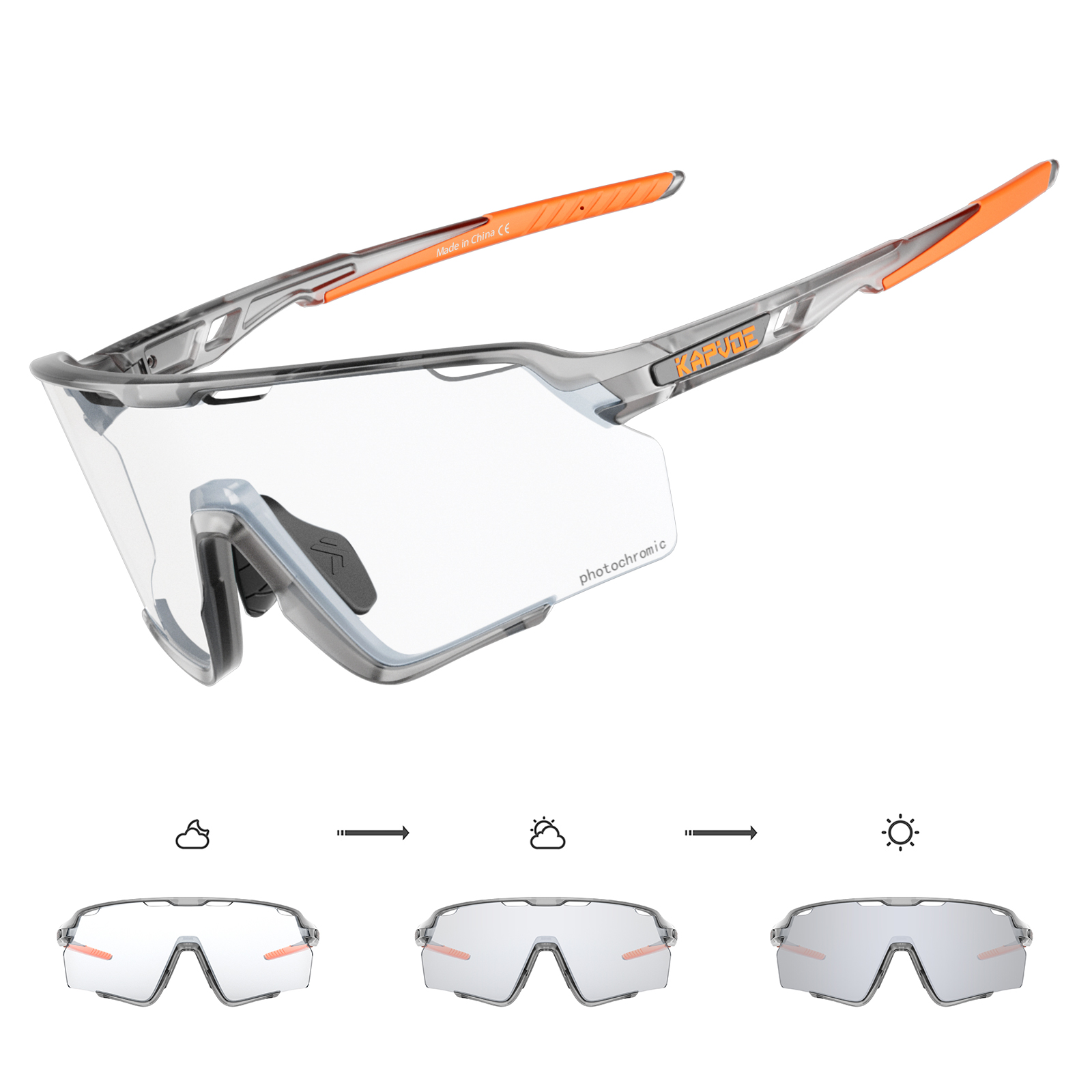 Kapvoe Meekleurende Fietsbril Sport Heren Zonnebril Voor Mannen Fiets Vrouw Outdoor UV400 Fietsbril Baseball: WHITE