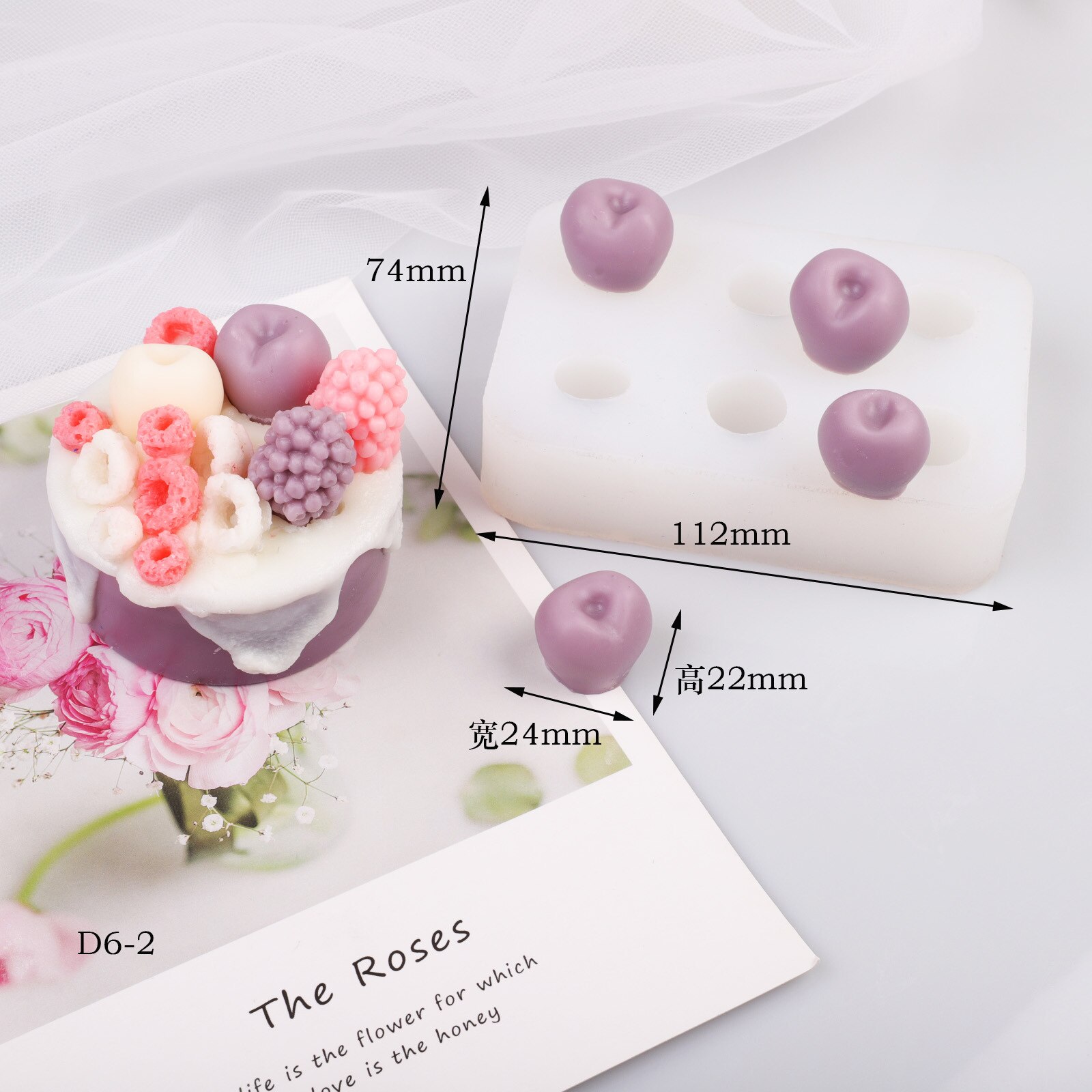 Cherry Moerbei Fruit Diy Aromatherapie Kaars Montage Mold Franse Mousse Chocolade Fruit Mold Kaars Maken Levert: D6-2